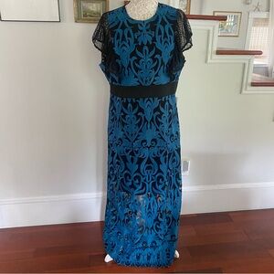 FOXIEDOX New Blue Embroidered Long Dress XL